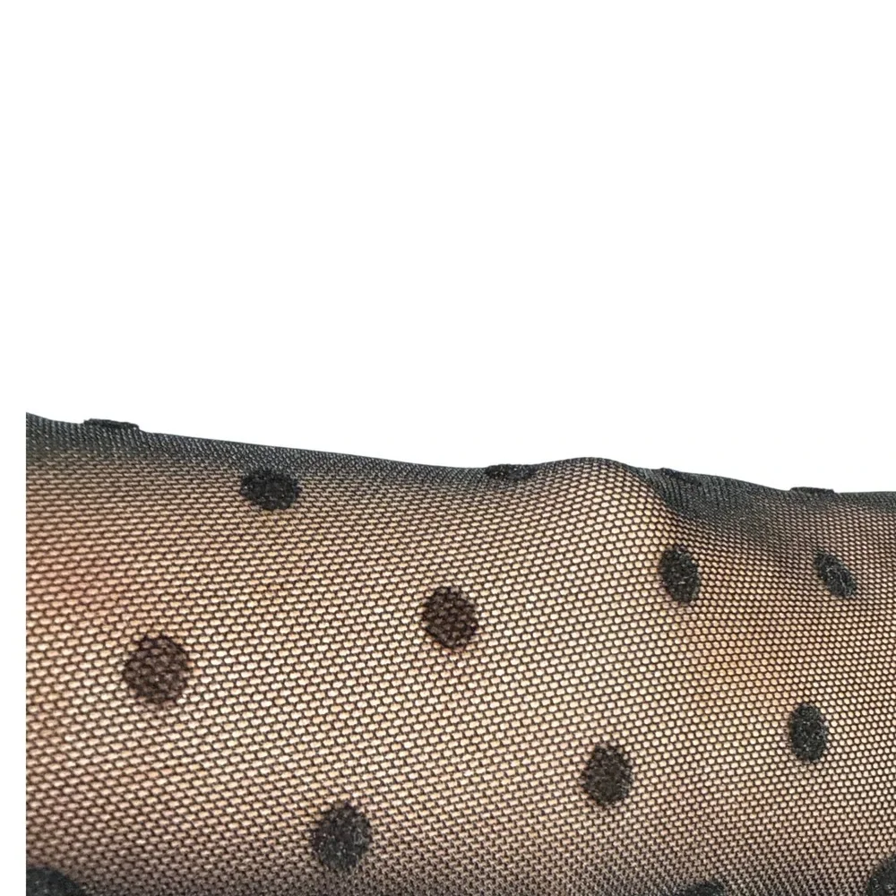 Black Mesh‎ Bodysuit M Polka Dot  Flare Sleeve Whimsygoth Romantic Goth Altcore - Picture 6 of 7